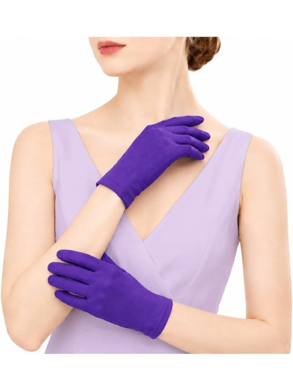 Women's Purple Opera Flapper 9 Inch's 23 Cm Slim Halloween Protection Gloves,